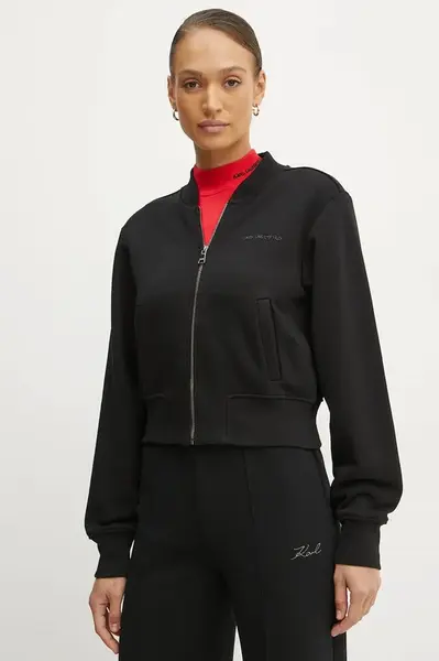 Mikina Karl Lagerfeld dámská, černá barva, hladká, A1W20043