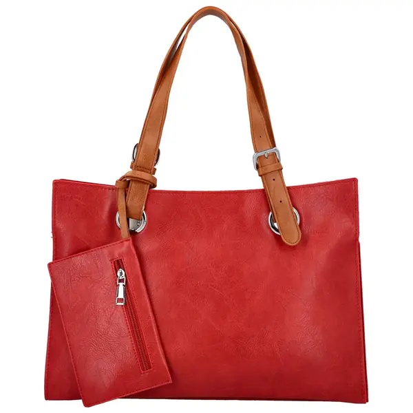 Trendy dámská koženková kabelka na rameno Valika, červená