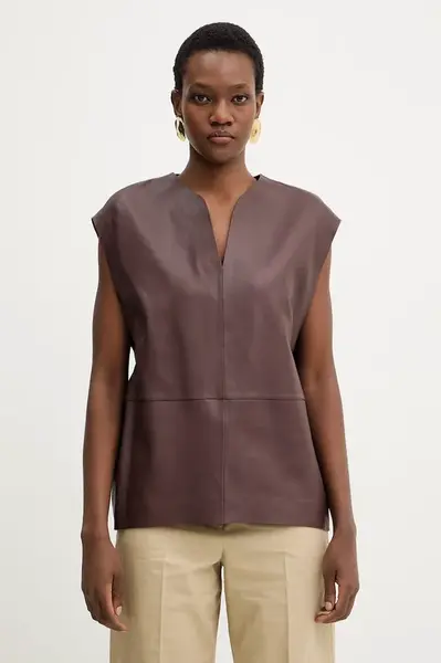 Kožená halenka BOSS Suna