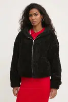 Mikina Hollister Co. dámská, černá barva, s kapucí, hladká, KI344-4400