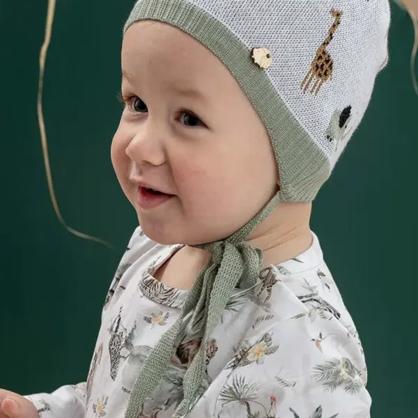 Dětská bavlněná čepice Jamiks SAMAIL zelená barva, z tenké pleteniny