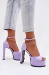 Fialové sandále na platforme s blokovým podpätkom