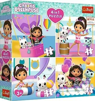 Trefl Puzzle 4v1 – Gabby's Dollhouse - puzzle z kategorie Maxi dílky