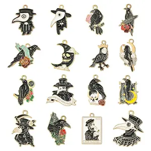 16Pcs 16 Styles Alloy Enamel Pendants