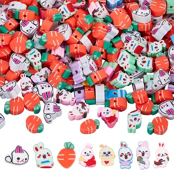 200Pcs Cartoon Handmade Polymer Clay Beads