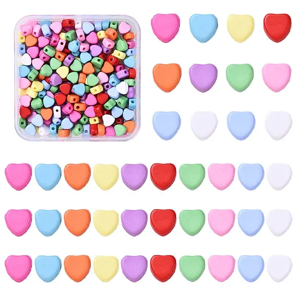 200Pcs 10 Colors Opaque Acrylic Beads