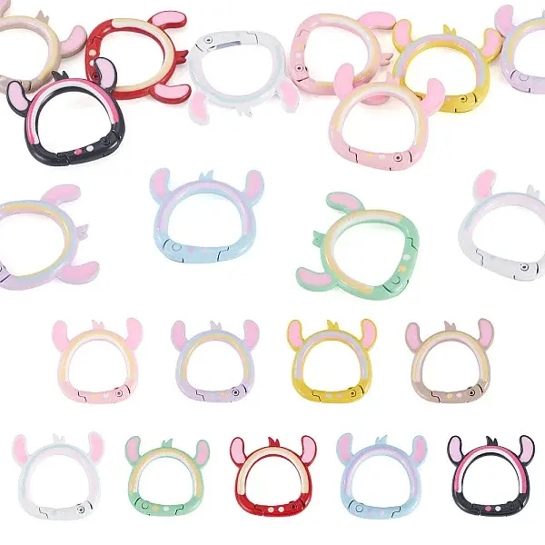 12Pcs Baking Paint Alloy Spring Gate Rings