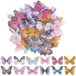 60Pcs 12 Styles 3D Gauze Butterfly Ornament Accessories