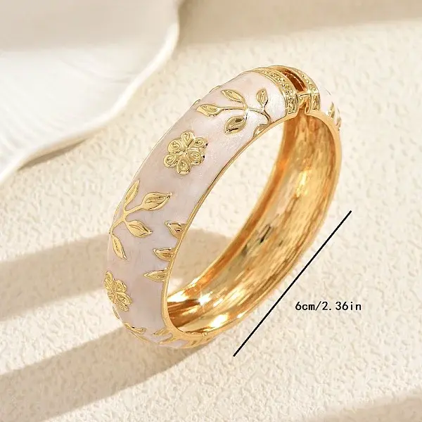 Vintage Elegant Flower Alloy Hinged Bangles for Women's Holiday Wear