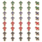 40Pcs 4 Colors Golden Alloy Enamel Beads