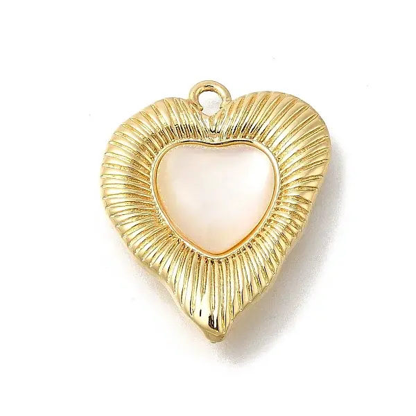 Brass Pave Natural White Shell Pendants