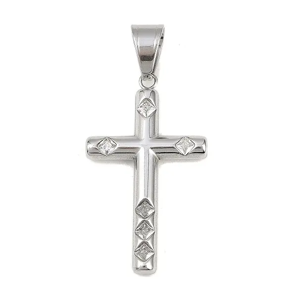 316 Surgical Stainless Steel & Clear Cubic Zirconia Pendants