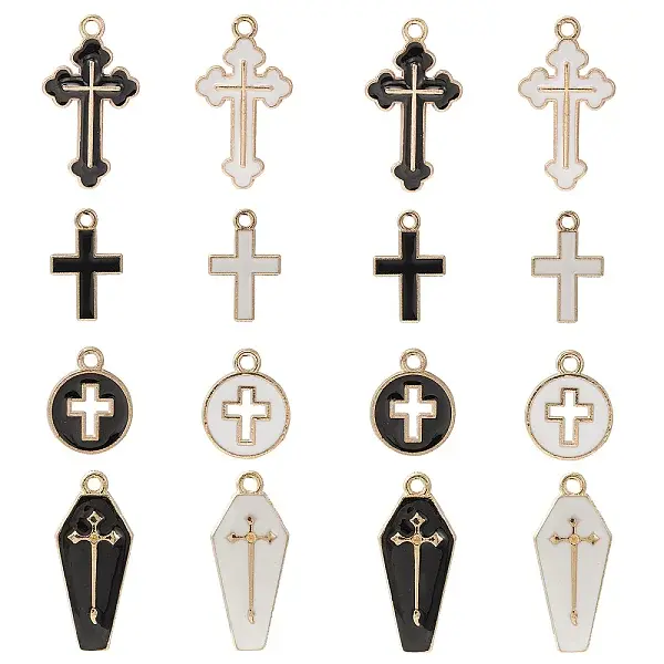 40Pcs 8 Styles Alloy Enamel Pendants