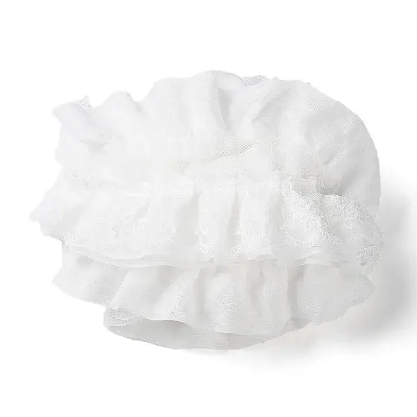 3-Layer Pleated Chiffon Flower Lace Trim