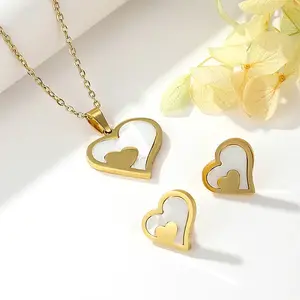 304 Stainless Steel & Acrylic Stud Earrings & Pendant Necklaces Sets