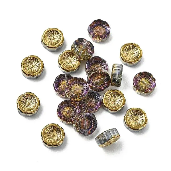 20Pcs Half Plated Electroplate Glass Transparent Beads Strands