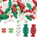 70Pcs 5 Styles Christmas Opaque Resin Cabochons