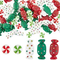 70Pcs 5 Styles Christmas Opaque Resin Cabochons