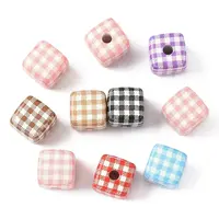 10Pcs Printed Opaque Acrylic Beads