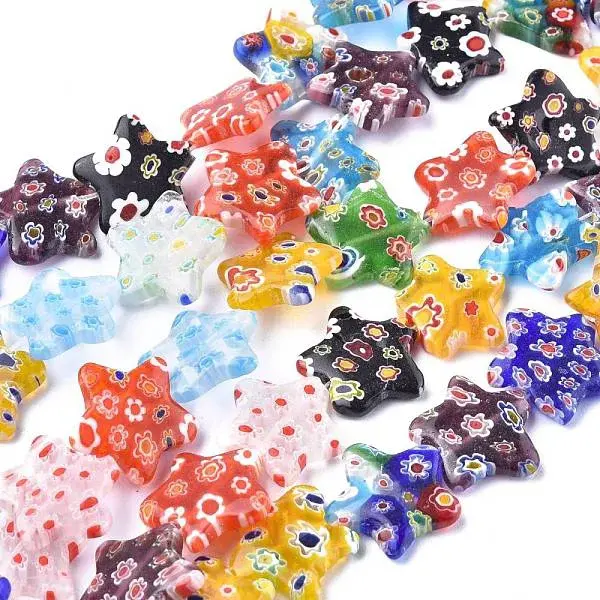 Star Handmade Millefiori Glass Beads Strands