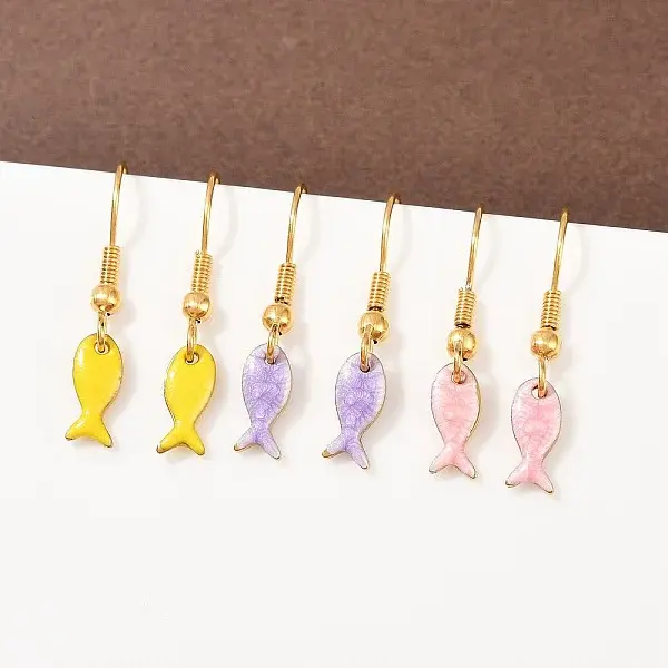 Ocean Series 304 Stainless Steel Enamel Dangle Earrings