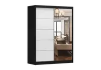 Šatní skříň Vista 05 Barva korpusu: Černá, Dveře: Bílá mat / zrcadlo