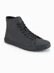Ombre Men's high-top sneakers with matte texture and embossed logo - black