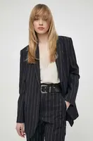 Vlněná bunda IRO tmavomodrá barva, jednořadá, vzorovaná