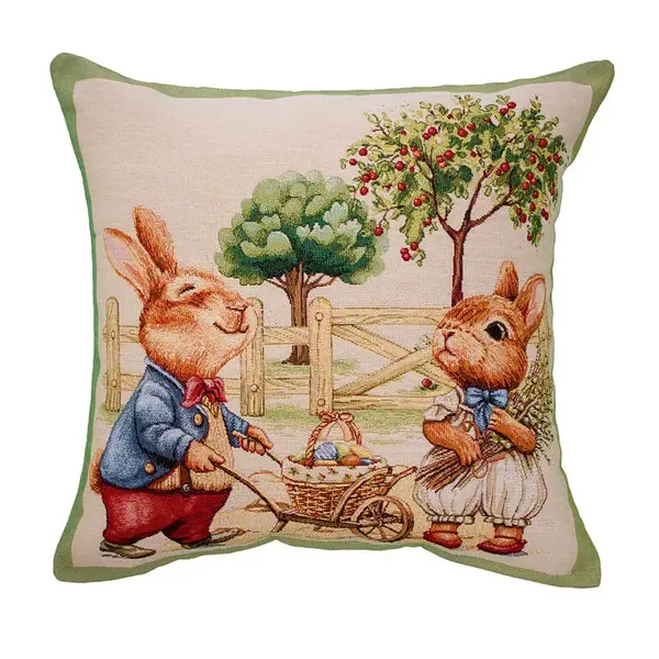 Gobelínový povlak na polštářek ZAJÍČCI 45 x 45 cm