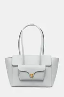 Kožená kabelka Coccinelle DOUBLE BEAT modrá barva, E1.T8A.11.02.01