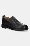 Kožené mokasíny Calvin Klein SQ RUBBER LOAFER pánské, černá barva, HM0HM01901