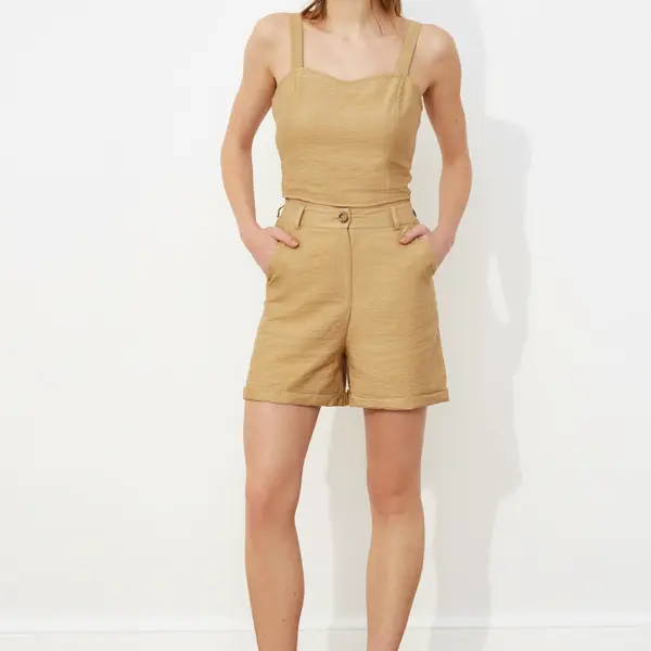 Trendyol Beige Basic Shorts & Bermuda