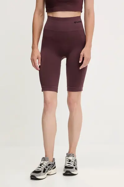 Tréninkové šortky Hummel Tif růžová barva, high waist