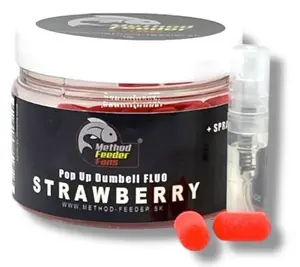 Method feeder fans plovoucí dumbell pop up 8x15 mm 100 ml + sprej esence 2 ml - jahoda