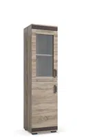 Vitrína P7A - plná spodní dvířka Barva korpusu: Dub - canyon, Lišta: Wenge, Barva dvířek: Šedá