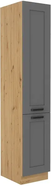 Vysoká potravinová skříňka Luna 40 DK-210 2F Barva korpusu: Dub artisan, Barva dvířek: Dust Grey