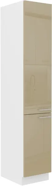 Vysoká potravinová skříňka Lara 40 DK-210 2F Barva korpusu: Bílá, Barva dvířek: Cappucino lesk