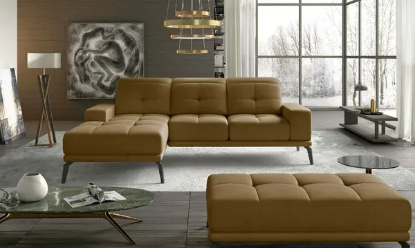 Sedací sestava Torrense - sedací souprava + taburet Provedení: Levá varianta, látka: Monolith 48