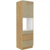 Vysoká skříňka pro vestavnou troubu Artisan 60 DPS-210 3S 1F - Premium Box Barva korpusu: Dub artisan, Barva dvířek: Cappucino lesk