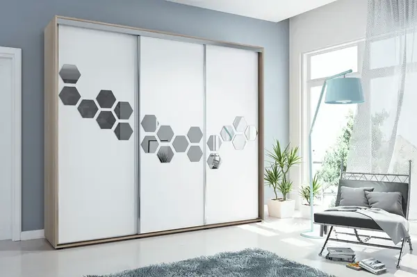 Šatní skříň Ska A23 XL Barva korpusu: Dub - sonoma, Rozměry: 250 cm, Dveře: Bílé