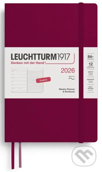 Weekly Planner & Notebook 2026 Paperback (B6+) Port Red