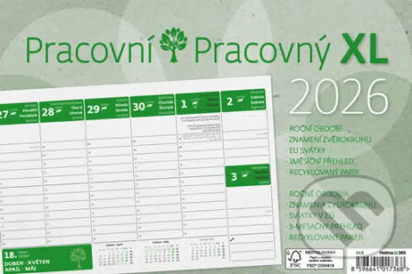 Kalendář Pracovní XL 2026 - stolní kalendář
