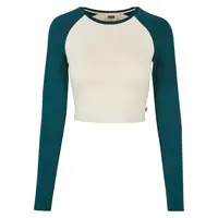 Women's Organic Cropped Retro Baseball Long Sleeves with White Sand/Jasper
