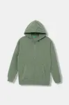 Dětská bavlněná mikina United Colors of Benetton zelená barva, s kapucí, hladká, 3NBMC505H