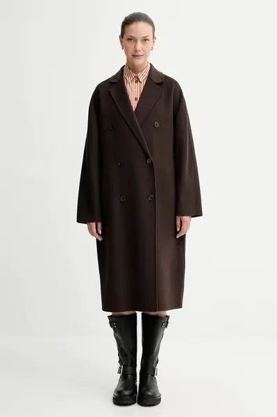 Kabát s vlnou Marc O'Polo hnědá barva, 508005171127