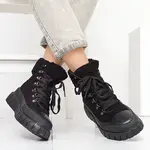 Resti Women's black eco-suede boots with sheepskin Vetic - Footwear