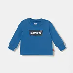 Dětské bavlněné tričko s dlouhým rukávem Levi's L/S BATWING TEE modrá barva, s potiskem, 6E8646