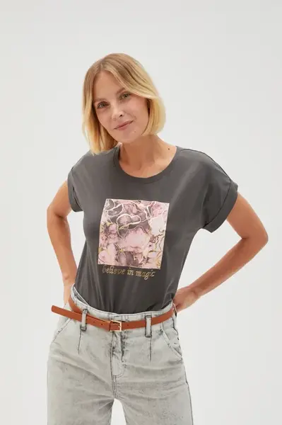 Marisse Women's T-Shirt L-Ts-4630 Grey