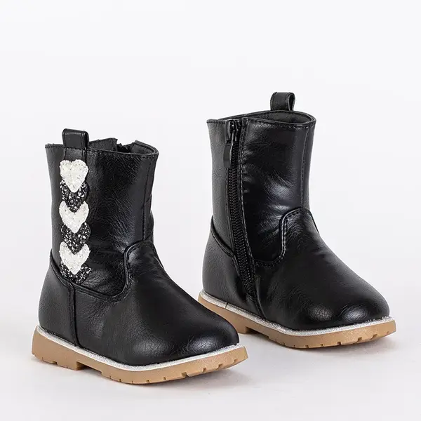 Resti Black girls boots with a decorative upper Nokimi - Footwear