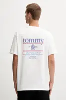 Bavlněné tričko Tommy Jeans pánské, béžová barva, DM0DM21986